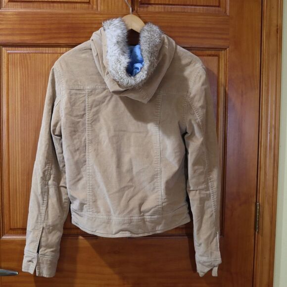 Aeropostale Vintage 90s Y2K Brown Faux Fur Collar Bomber Jacket Medium  Preppy - Picture 9 of 16